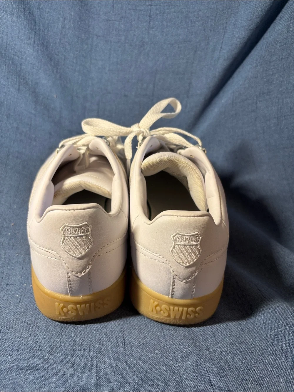 K-Swiss White Lace-Up Sneakers - Classic Stripe Detail